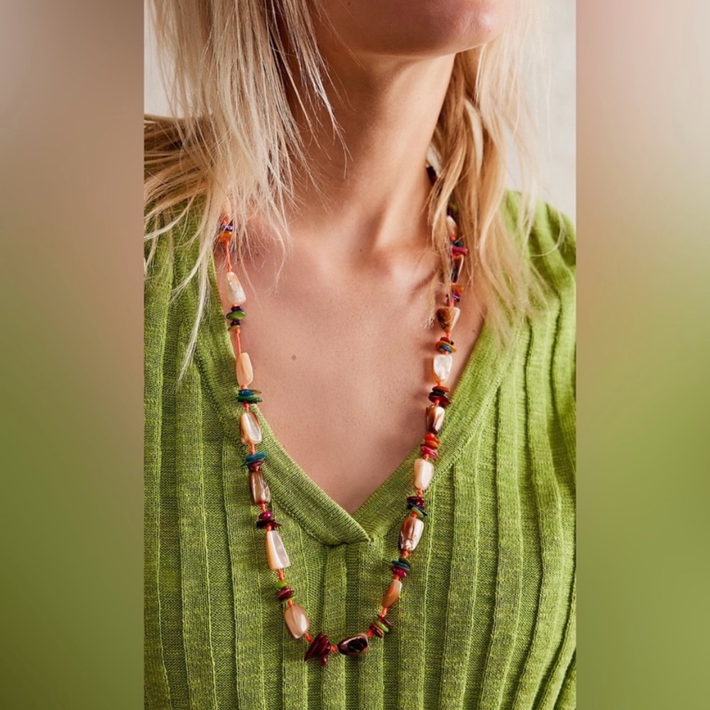 NWT Free People Ariana Ost At The Market Multicolor Beaded Necklace✨